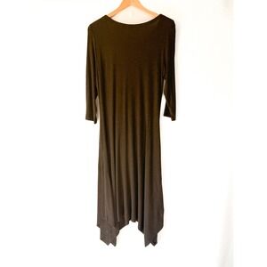 Eileen Fisher Medium Brown Maxi Dress Fairy Forest Asymmetrical Hem Capsule